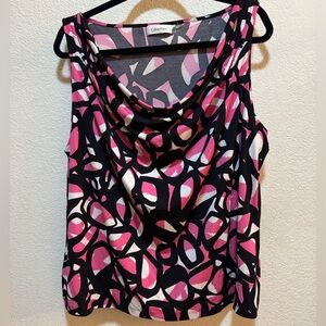 Calvin Klein Pink and Black Patterned Blouse